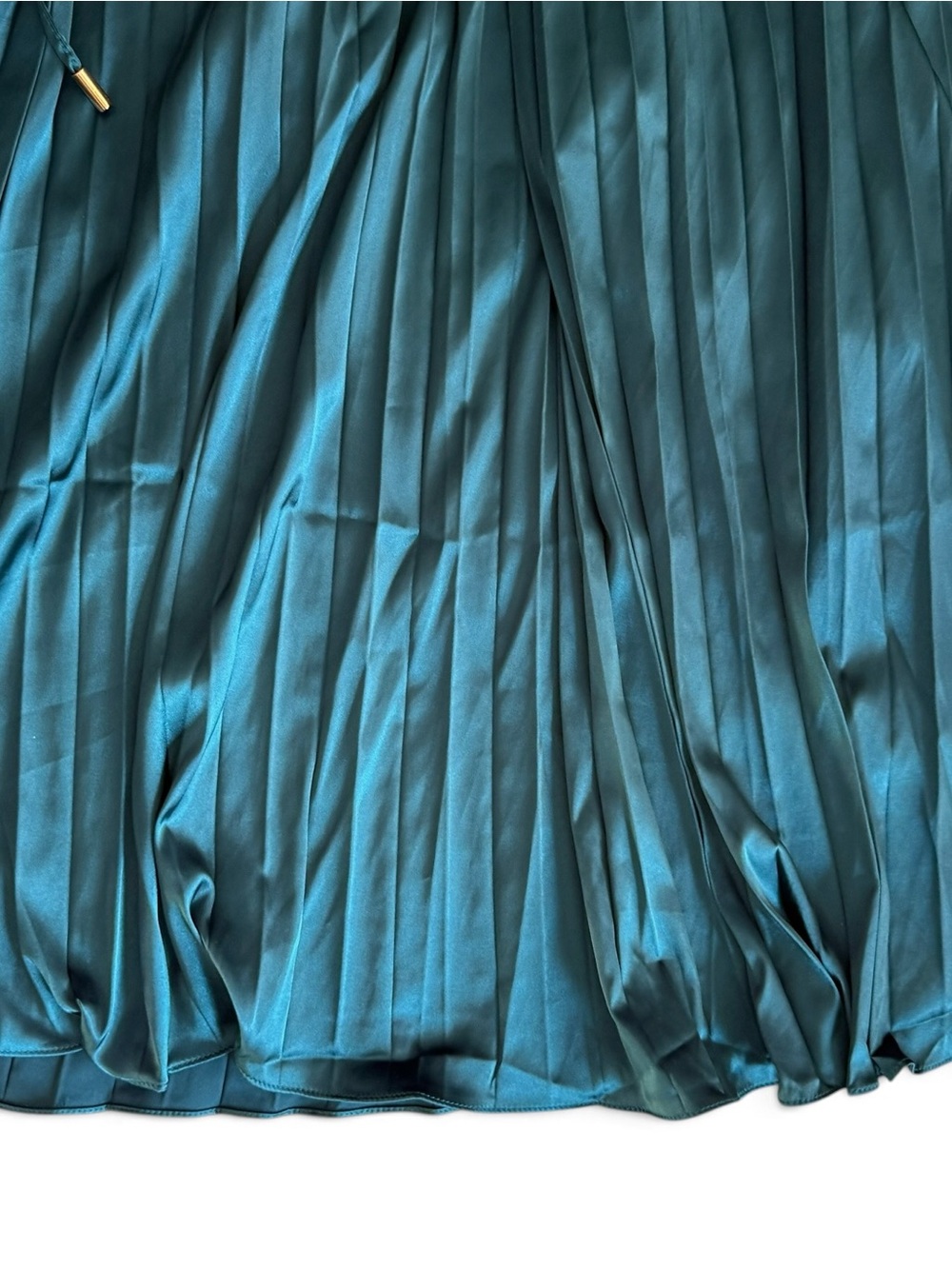Bishop + Young Mara Pleated Satin Midi Dress in Emerald size S Small NWT - Picture 4 of 12
